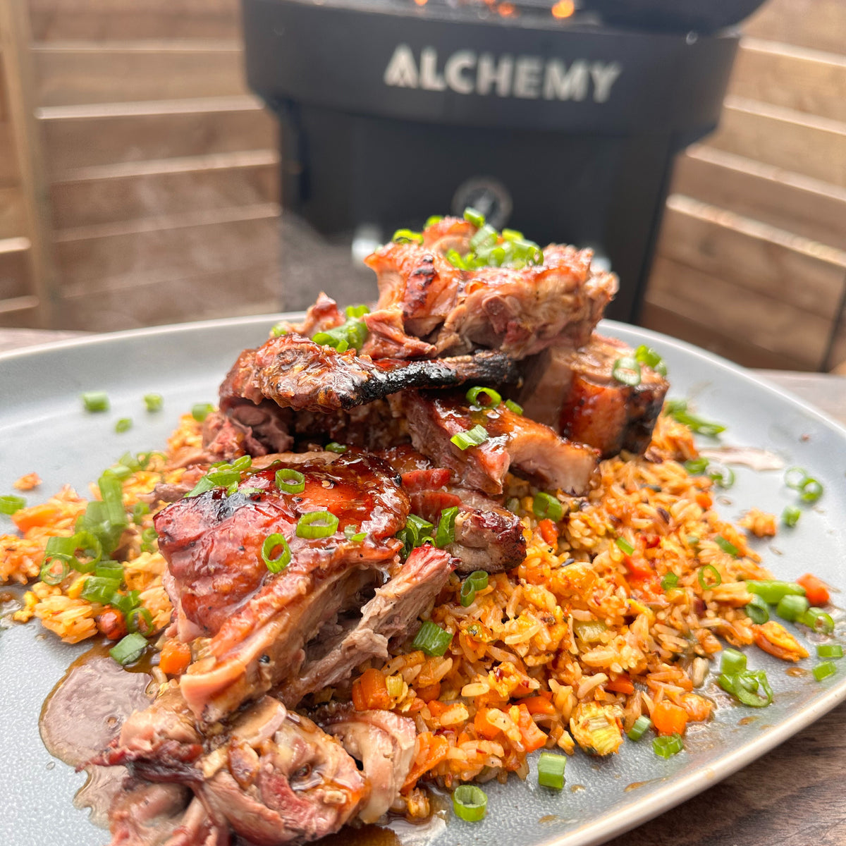 Whole BBQ Duck and Fried Rice Alchemy Grills
