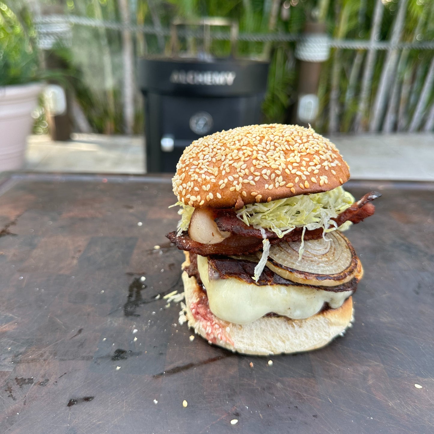 smoked kobe cheeseburger