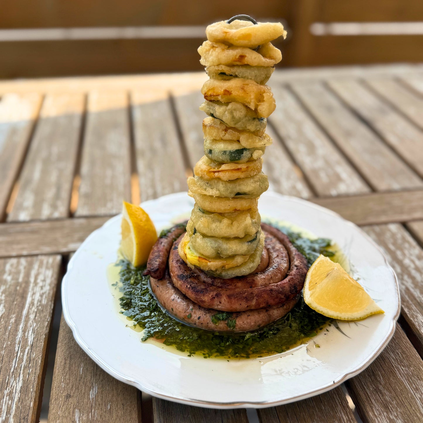 Barese sausage with fried zucchini