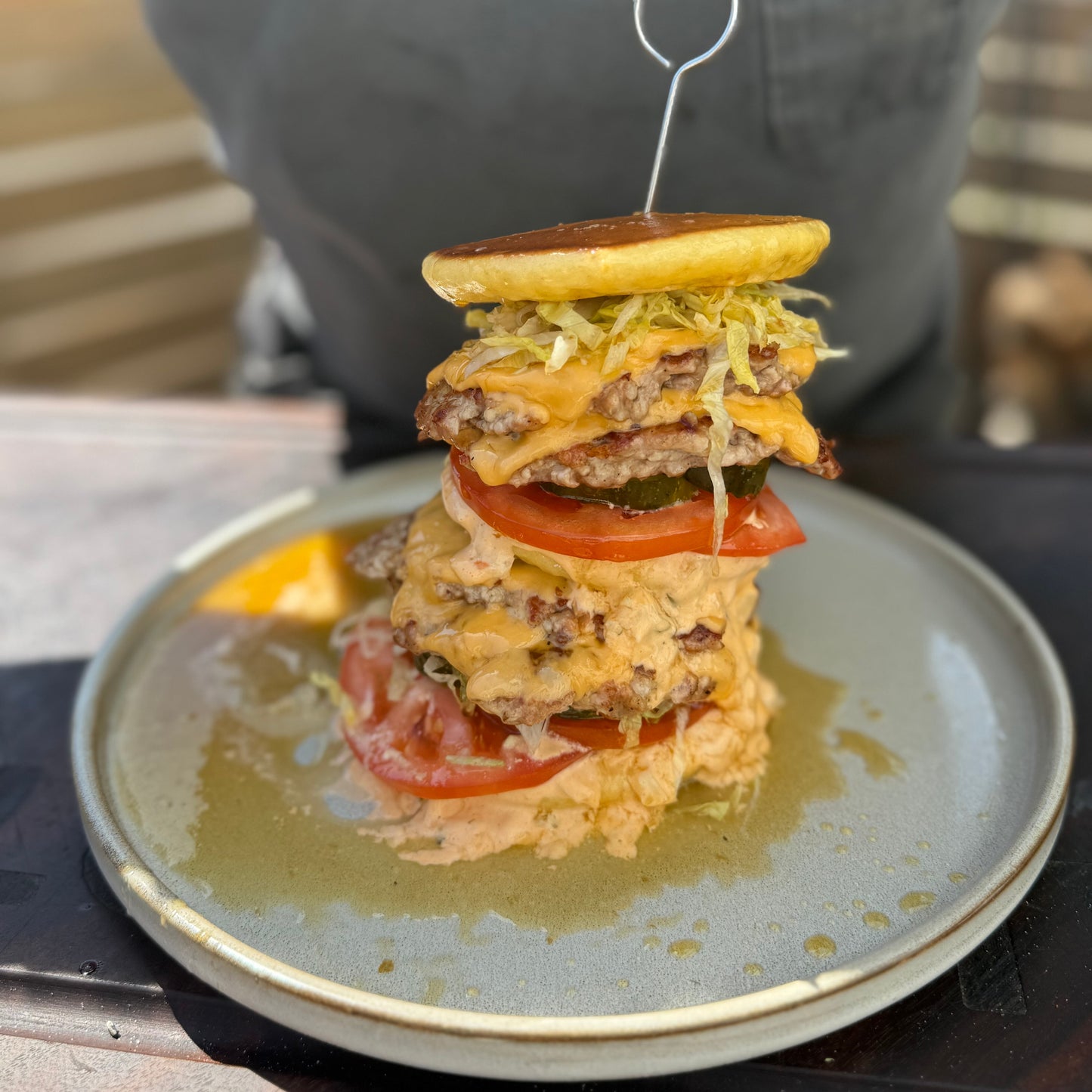 Bar Lisa Marie pancake pork burger but smoked on the alchemy grill