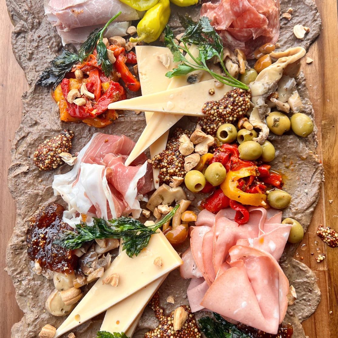 smoked chicken liver pâté board