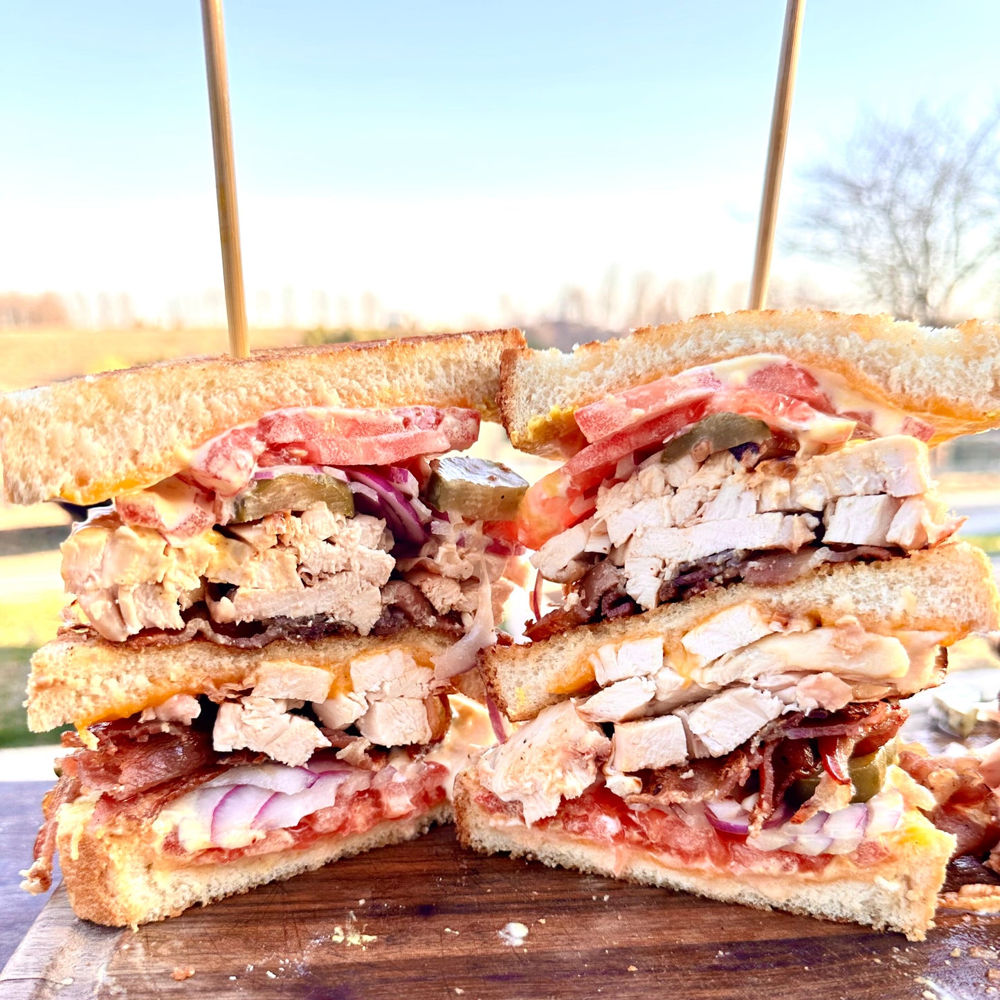 smoked chicken and bacon club sandwich 