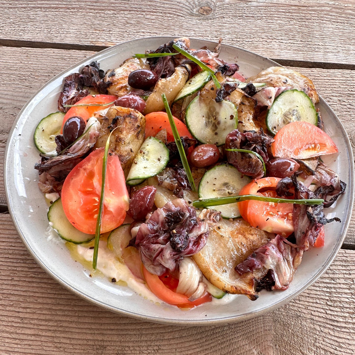 grilled calamari Greek salad