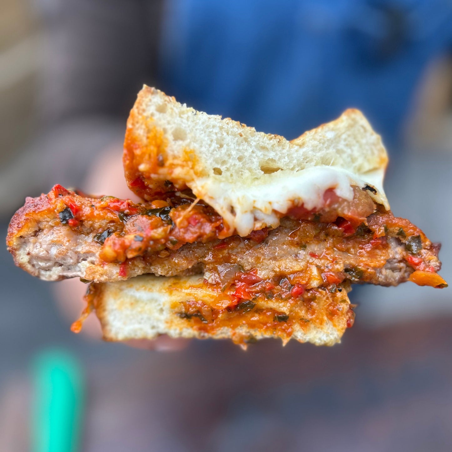 smoked and fried chicken parm sandwich melt sandwich 
