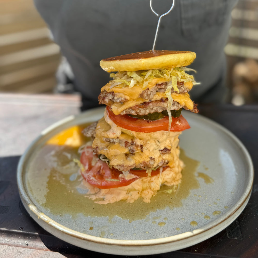 Bar Lisa Marie pancake pork burger but smoked on the alchemy grill
